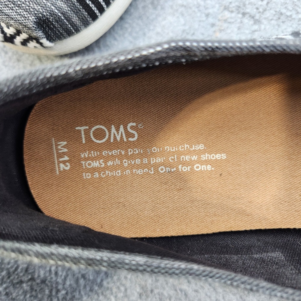 TOMS Slip On Shoes Black White Pattern Casual Comfort Loafers Mens 12 - Picture 10 of 11